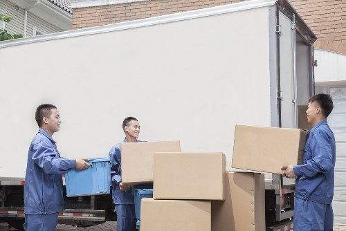 Office furniture and equipment prepared for moving in Roehampton